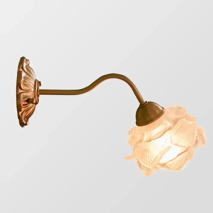 Blumenblatt Wandleuchte Kupfer | Stilvolle Vintage Glaslampe
