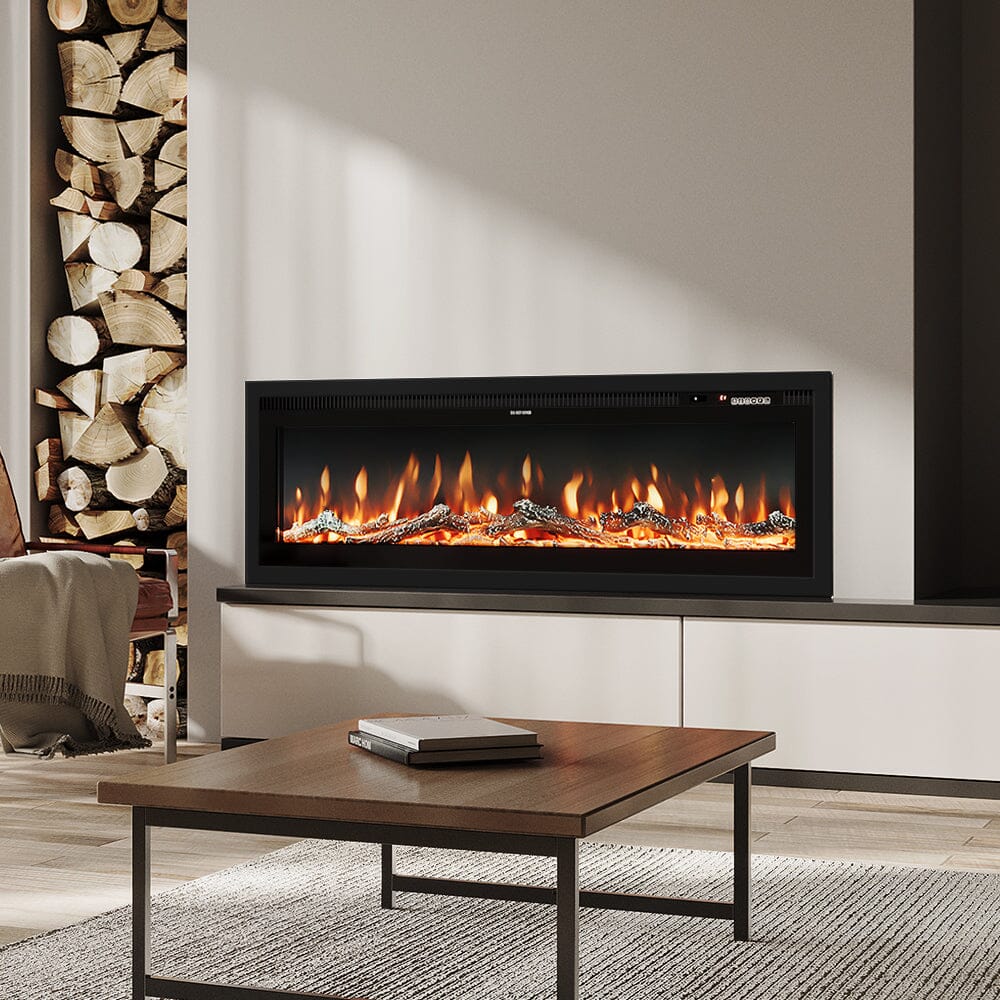 LED-Elektrokamin 40–80 Zoll mit 9 Farben Flammeneffekt und Komfortabler Fernbedienung