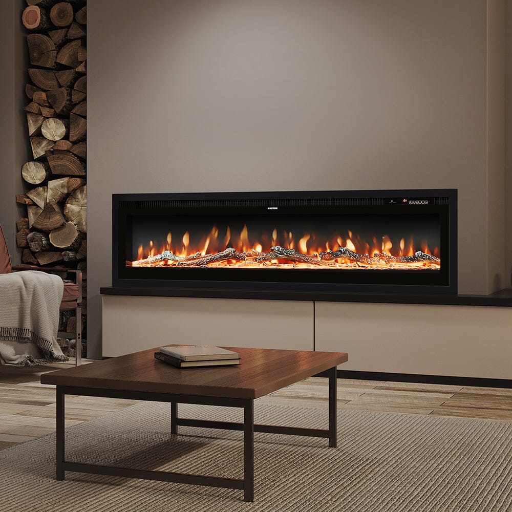 LED-Elektrokamin 40–80 Zoll mit 9 Farben Flammeneffekt und Komfortabler Fernbedienung