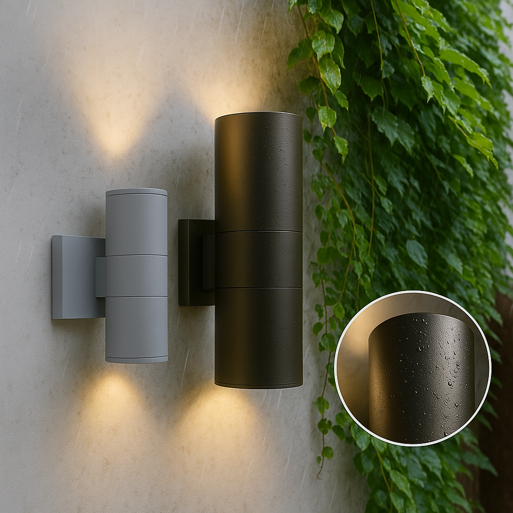 Außenwandleuchte in Schwarz Mit Aluminium-Finish