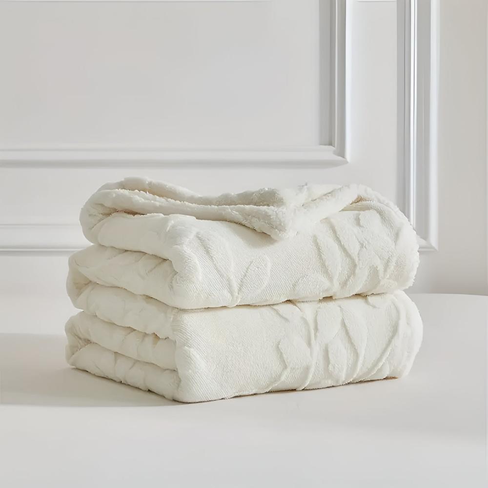 Elegante Sherpa-Decke mit Blattmotiv