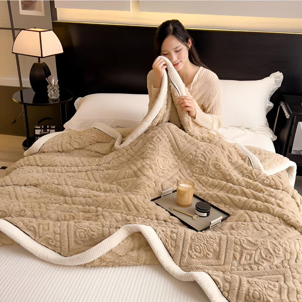 Sherpa-Decke mit Mandala-Motiv