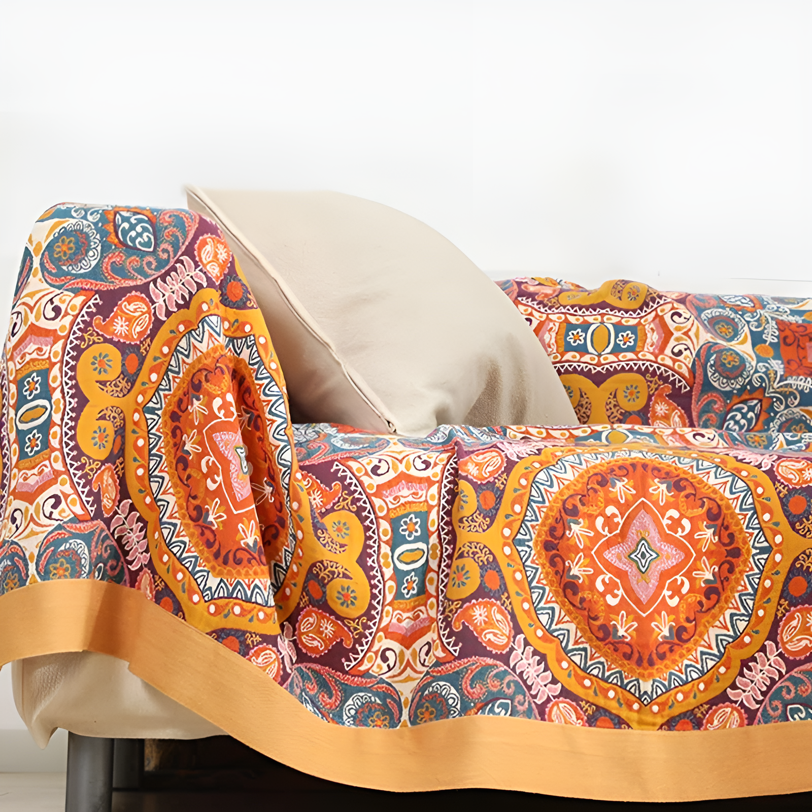 Wendbare Boho-Decke mit Sonnenaufgangs-Motiv