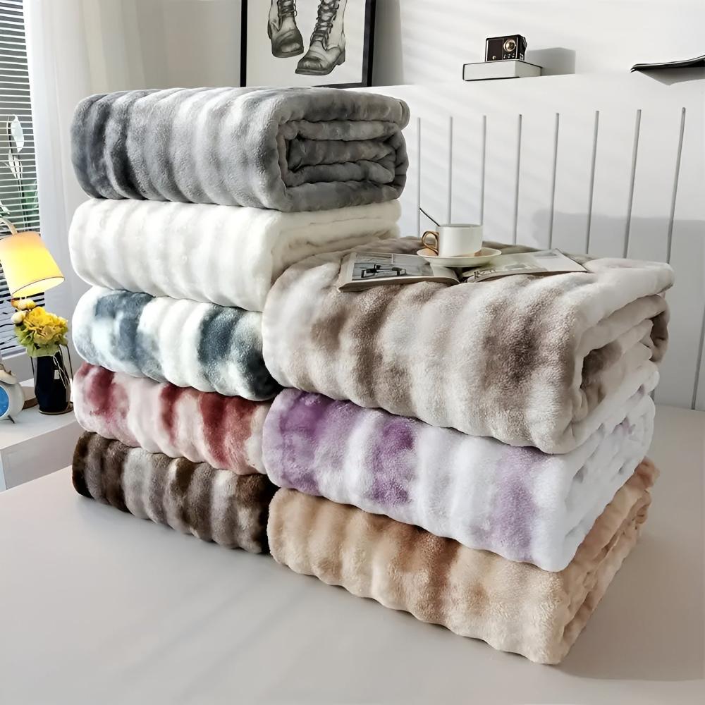 Trendige Ripple Tie-Dye Kunstfell-Decke