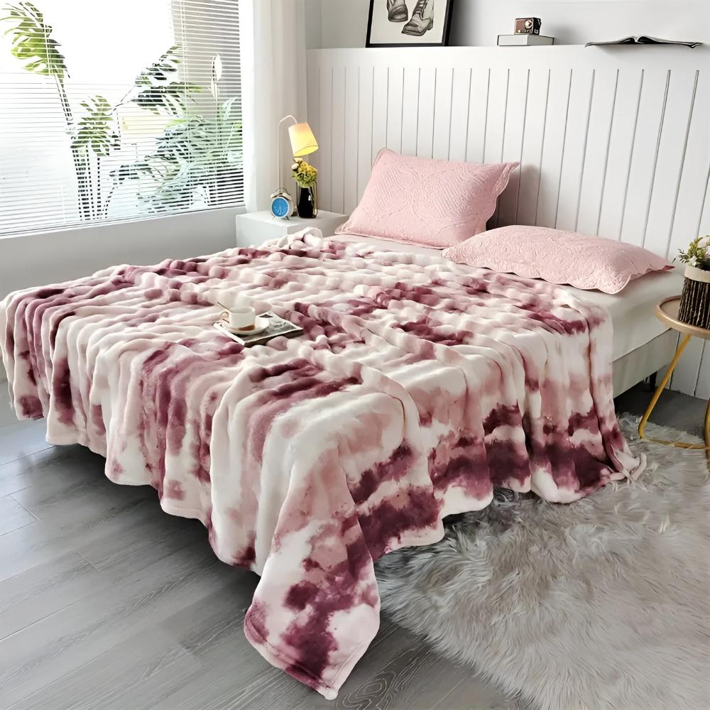 Ripple Tie-Dye Decke mit Felloptik