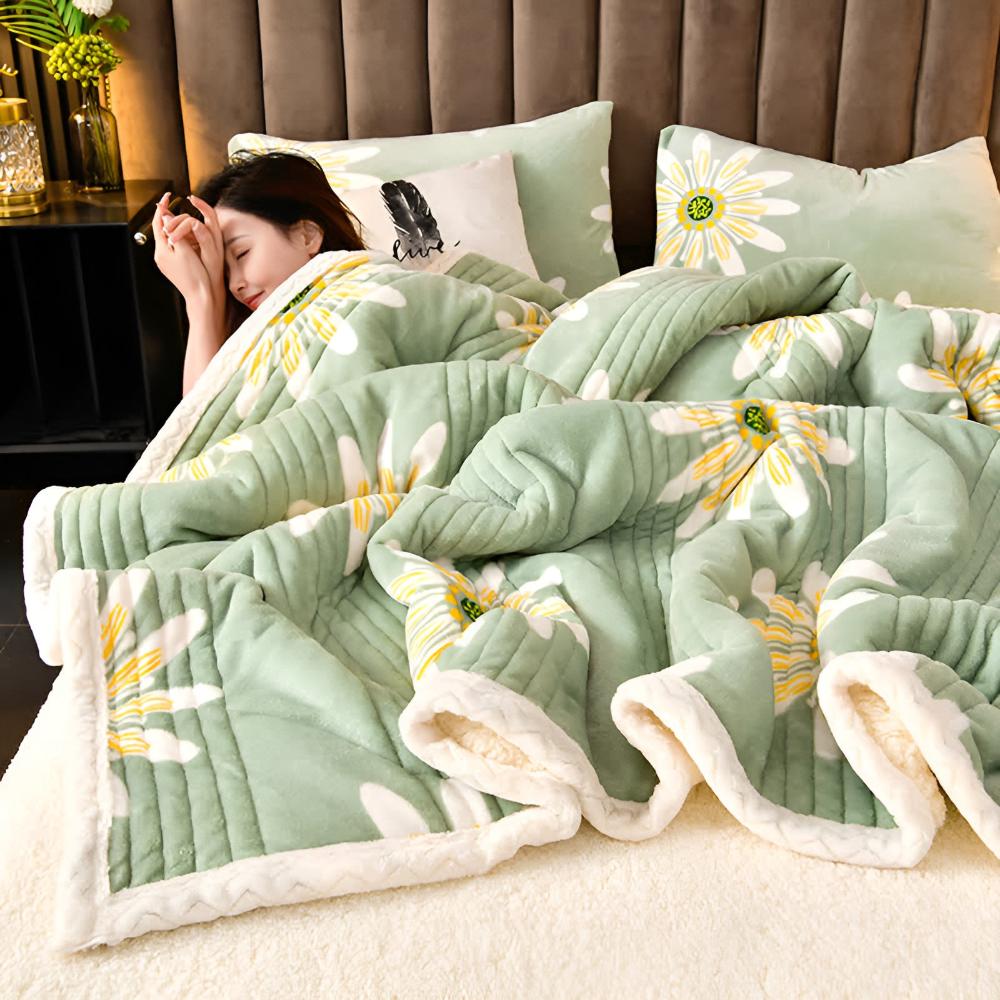 Flauschige Decke mit Gänseblümchen-Design