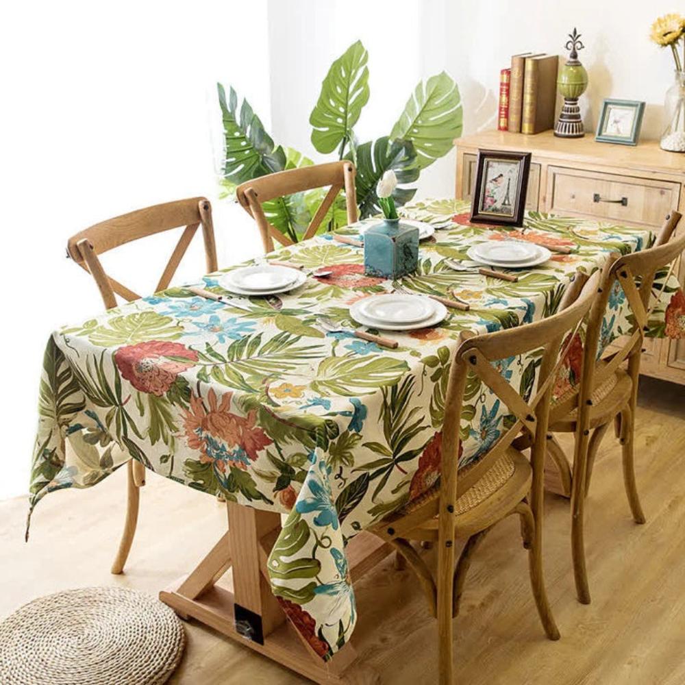 Baumwoll-Tischdecke mit Tropischem Monstera-Blatt-Design