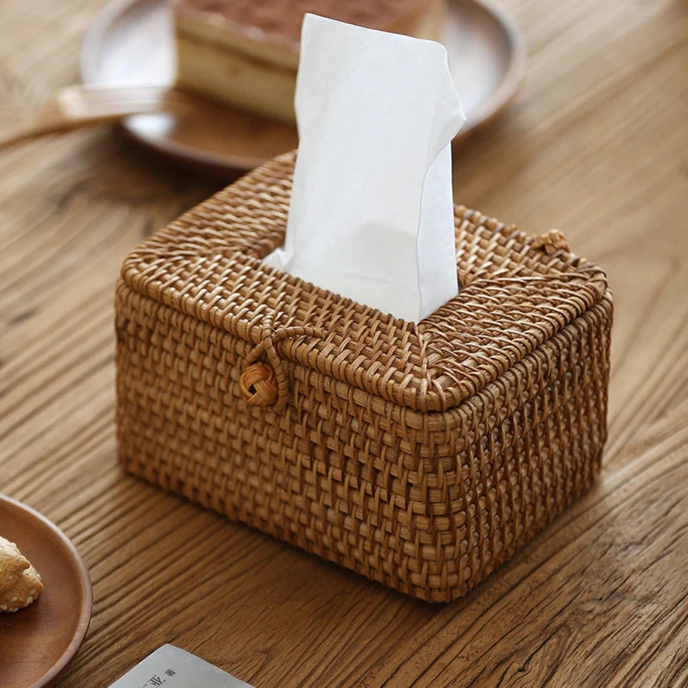 Stilvolle Rattan Taschentuchbox
