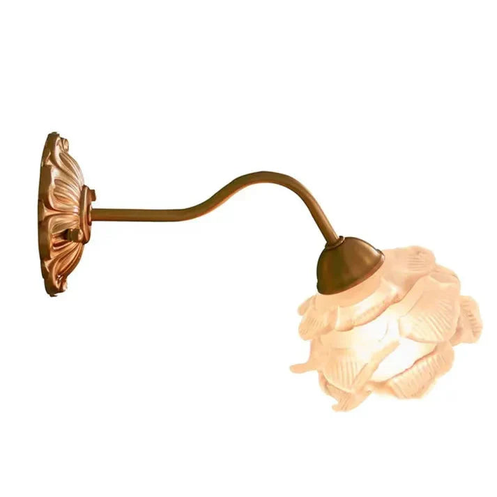 Blumenblatt Wandleuchte Kupfer | Stilvolle Vintage Glaslampe