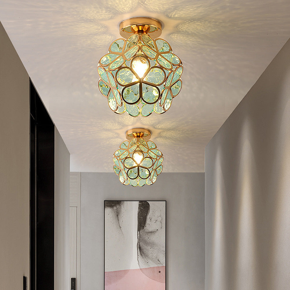 Moderne Glas-Deckenleuchte im floralen Stil