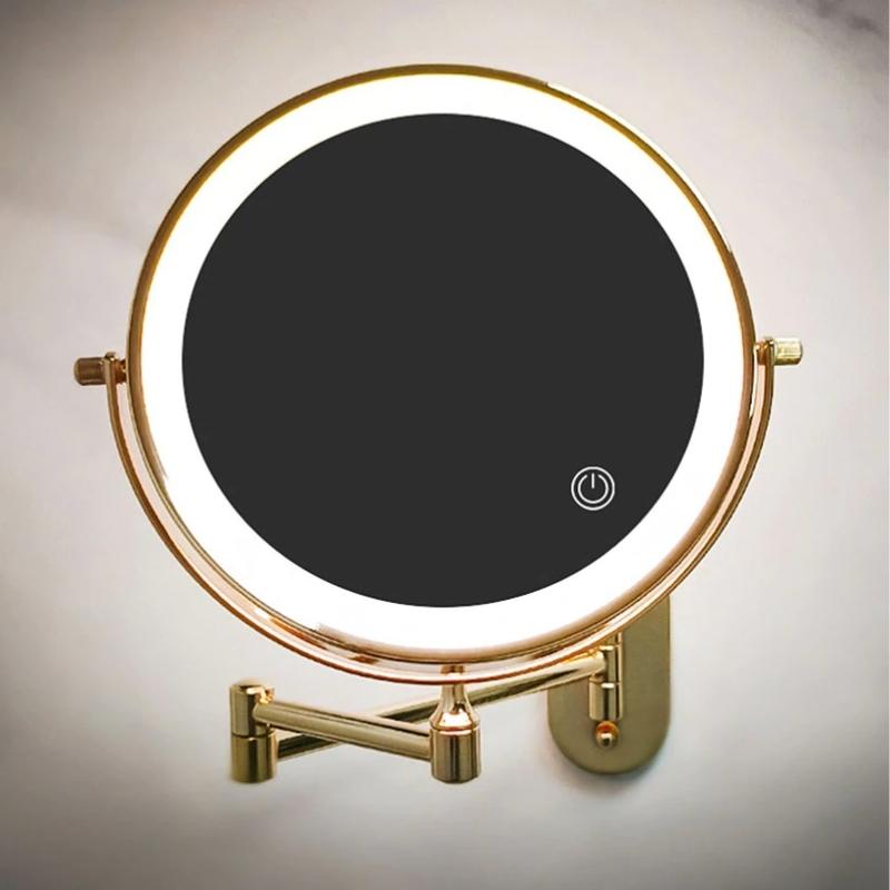 LED-Vergrößerungsspiegel Gold – Kabellos & Wiederaufladbar