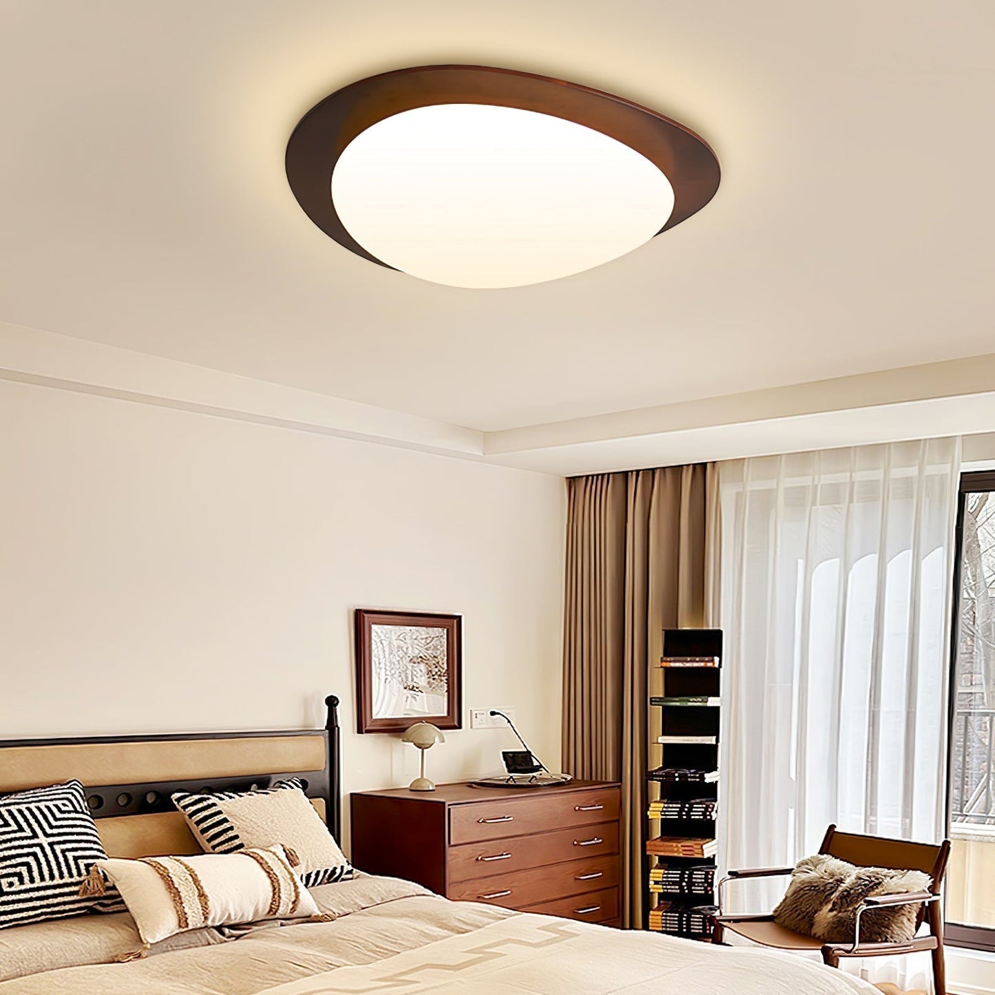 Pebble-Design Deckenlampe | Skandinavische Holzmaserung Innenleuchte