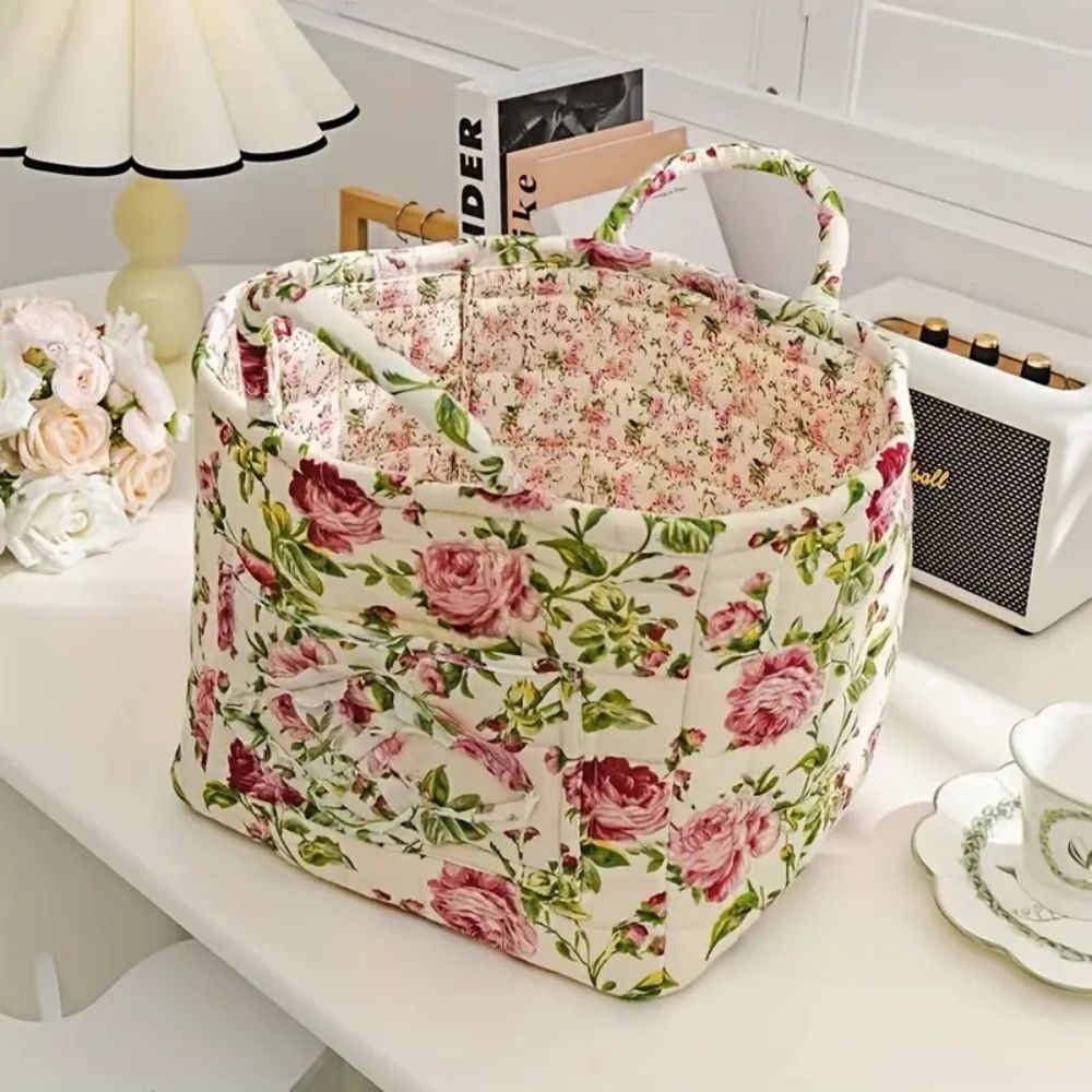 Stoff-Aufbewahrungskorb mit Blumenmuster
