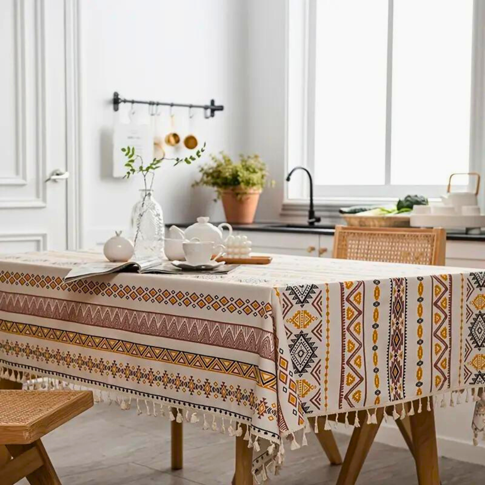 Exquisite Boho-Tischdecke mit Dekorativen Quasten