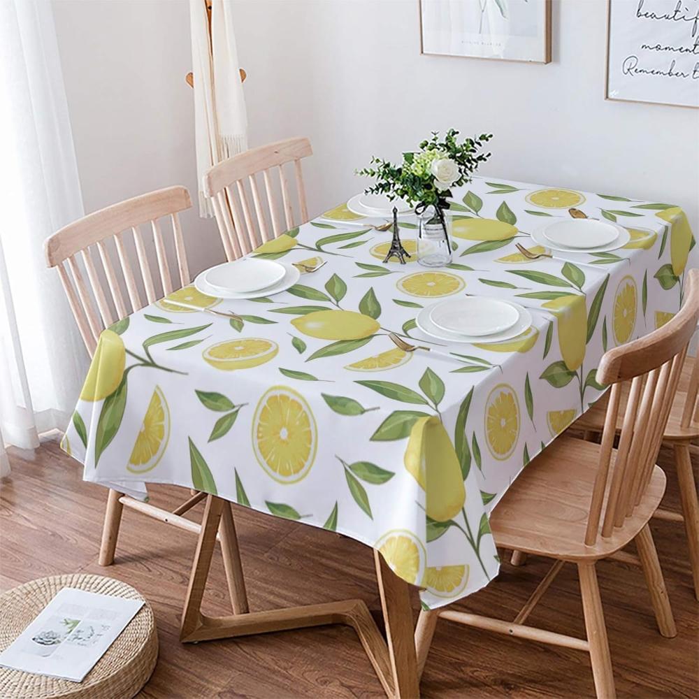 Tischdecke mit Zitronen- und Blätter-Muster