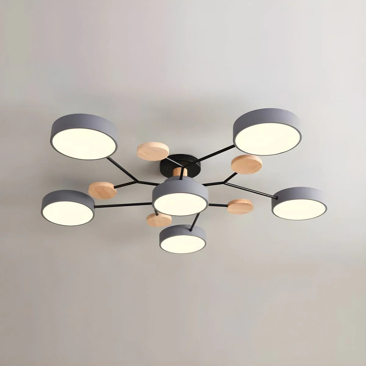 Stilvoller Runder LED-Kronleuchter Aus Eisen für Halbeinbau
