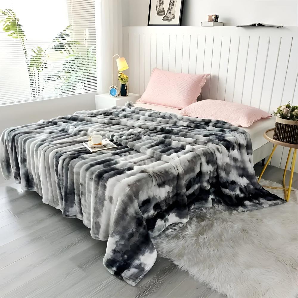 Ripple Tie-Dye Decke mit Felloptik