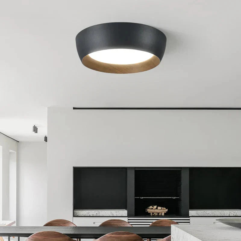 Japanische LED-Deckenlampe – Metall- und Holz-Design