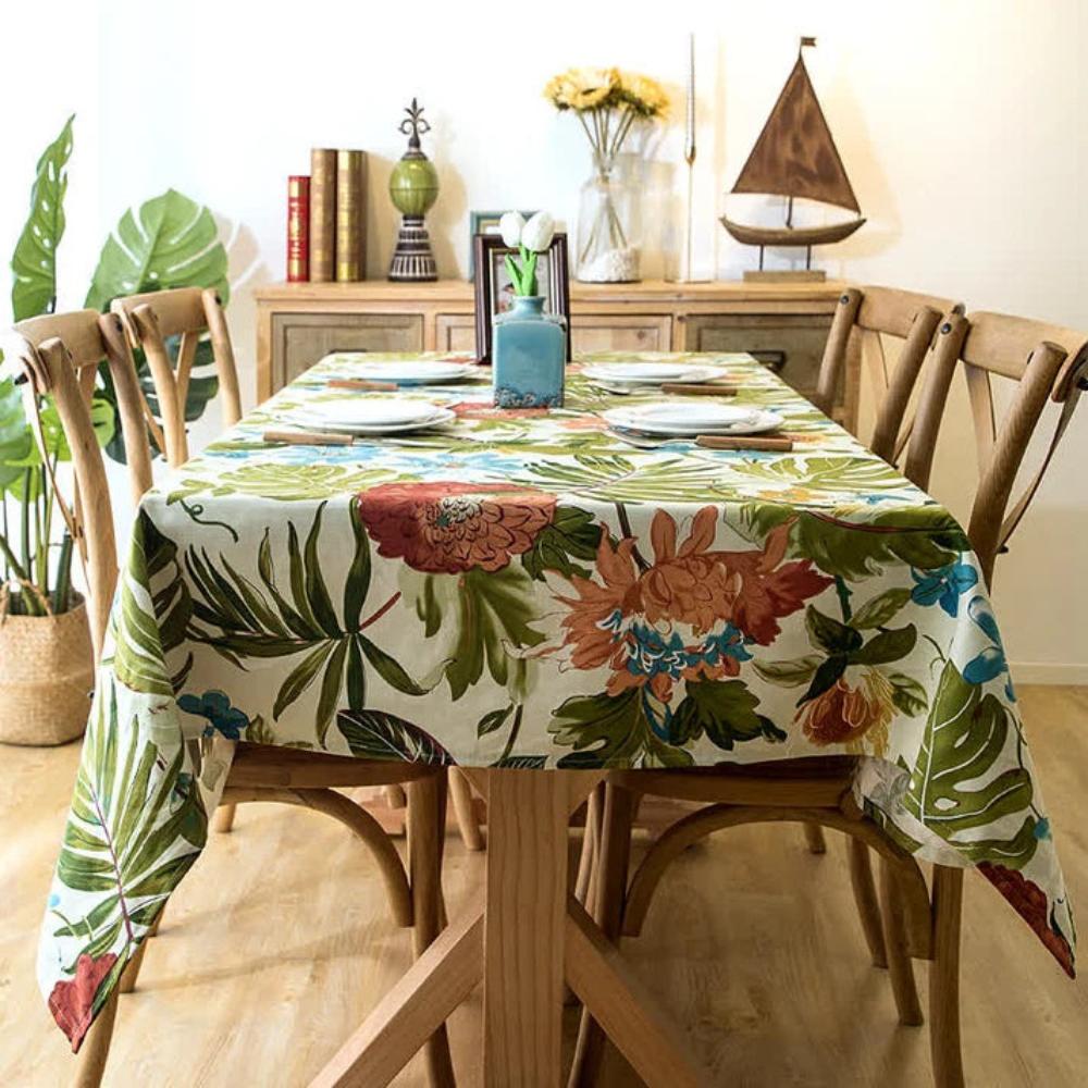 Baumwoll-Tischdecke mit Tropischem Monstera-Blatt-Design