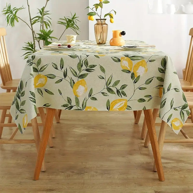 Tischdecke mit Zitronen- und Blätter-Muster