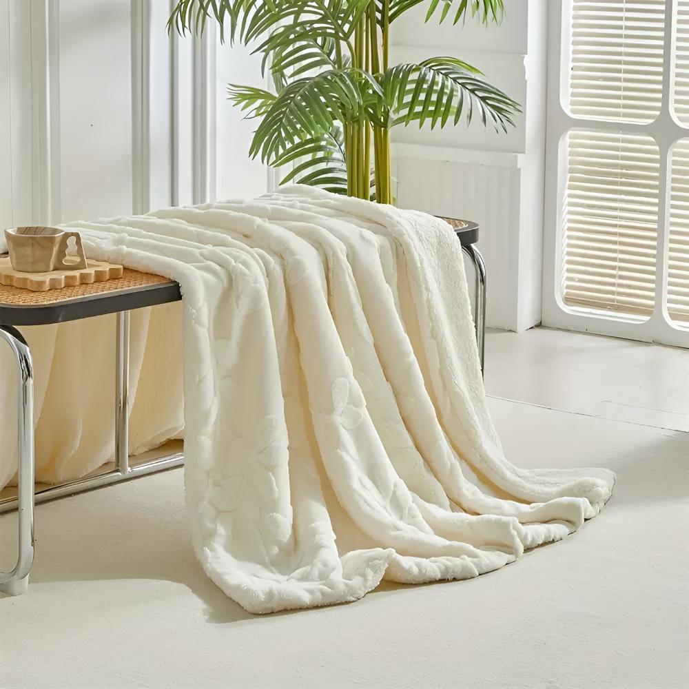 Elegante Sherpa-Decke mit Blattmotiv