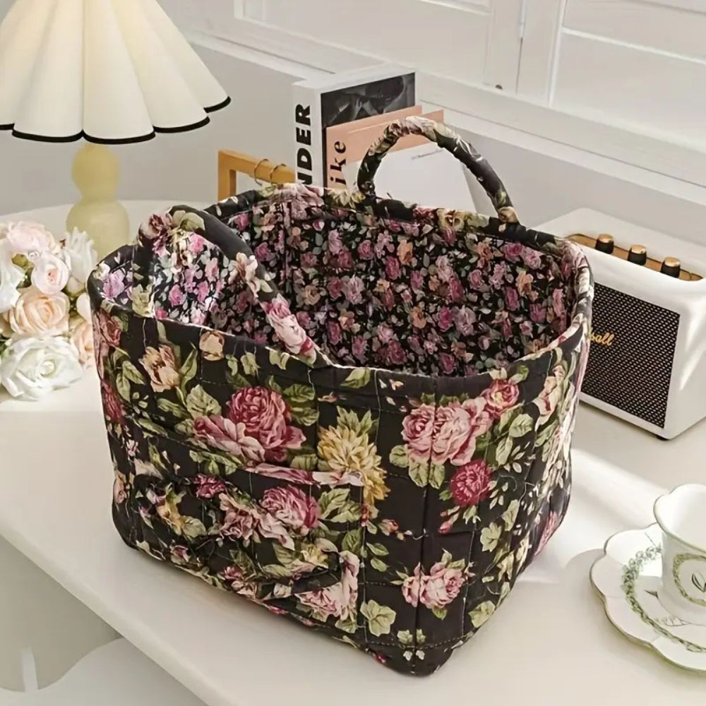 Stoff-Aufbewahrungskorb mit Blumenmuster