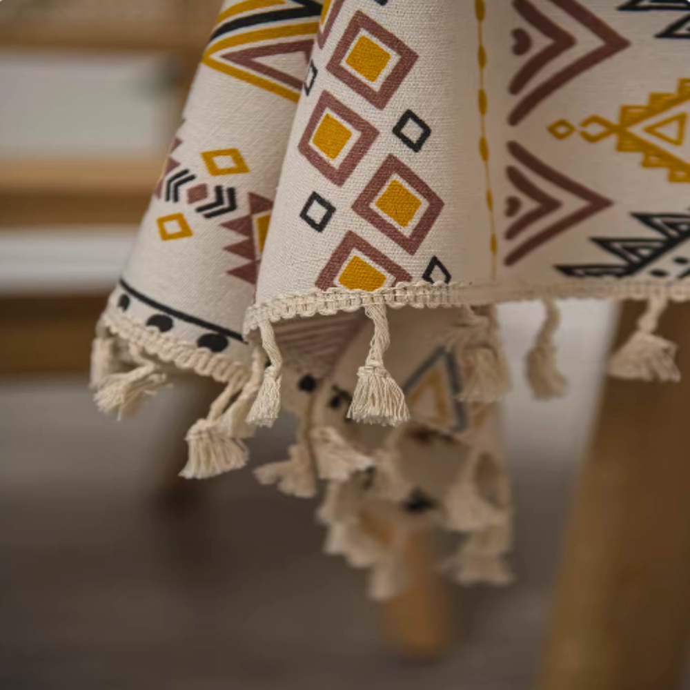 Exquisite Boho-Tischdecke mit Dekorativen Quasten