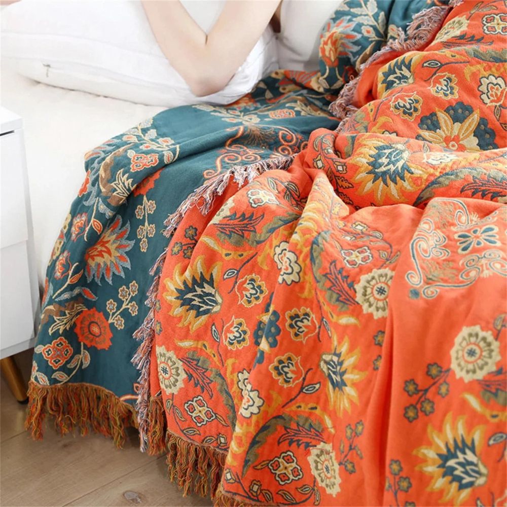 Baumwoll-Decke mit wendbarem Marigold-Design
