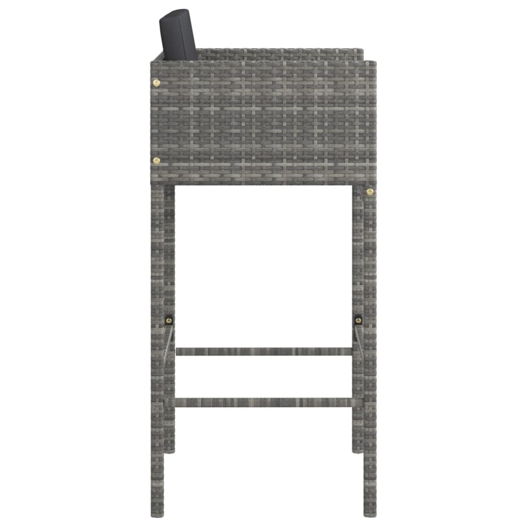 Barhocker 4 Stk. Mit Kissen Grau Poly Rattan