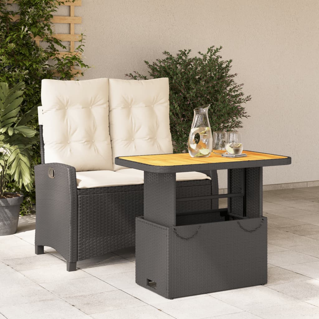 4-Tlg. Garten-Essgruppe Mit Kissen Schwarz Poly Rattan