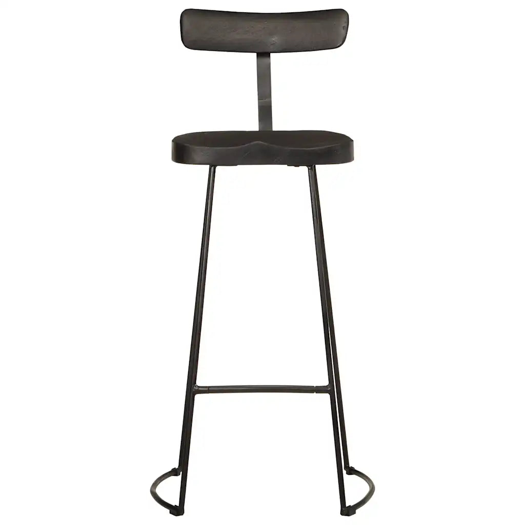 Barhocker 2 Stk. Mango Massivholz Schwarz