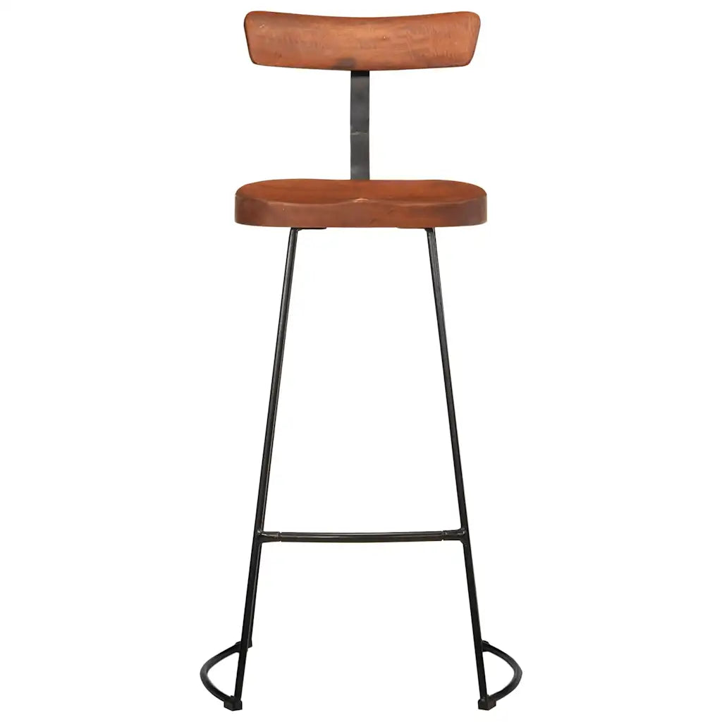 Barhocker 2 Stk. Mango Massivholz Dunkelbraun Und Schwarz