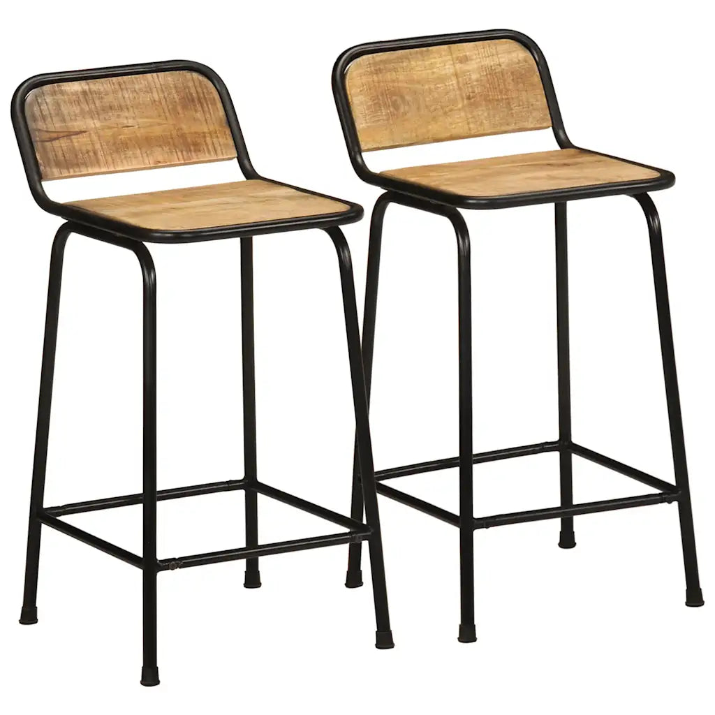 Barhocker 2 Stk. Raues Mango Massivholz