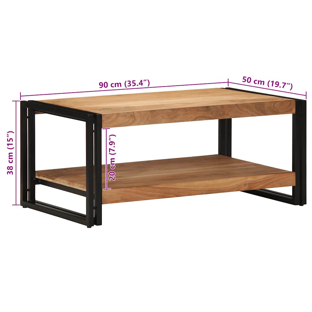 Couchtisch 90X50X38 Cm Massivholz Akazie Mehrfarbig
