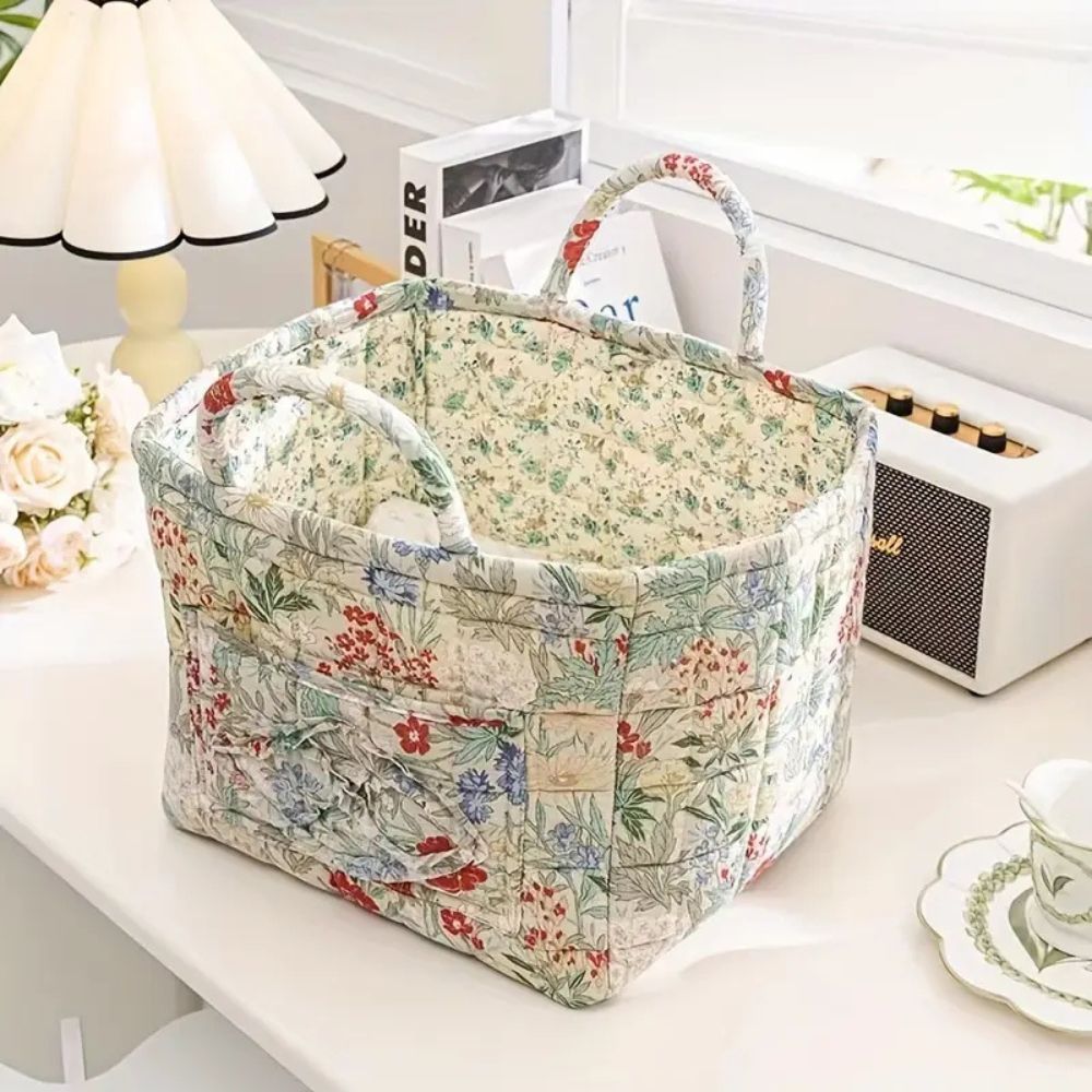 Stoff-Aufbewahrungskorb mit Blumenmuster
