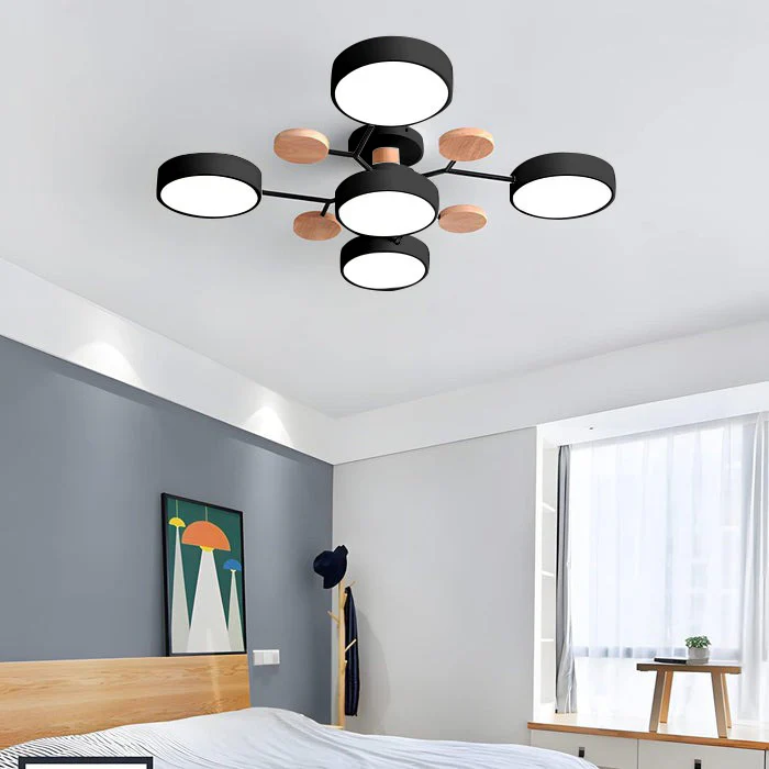 Stilvoller Runder LED-Kronleuchter Aus Eisen für Halbeinbau