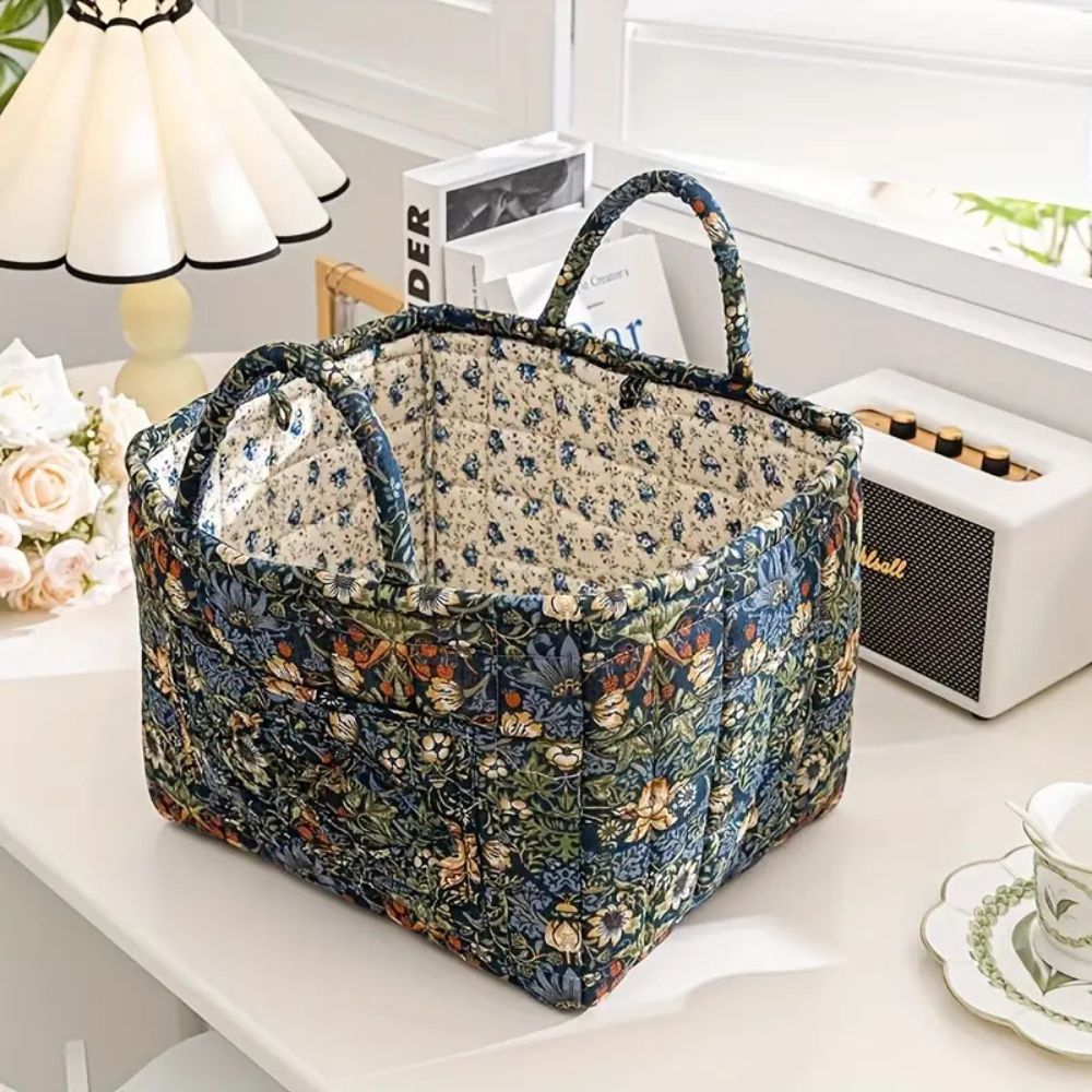Stoff-Aufbewahrungskorb mit Blumenmuster