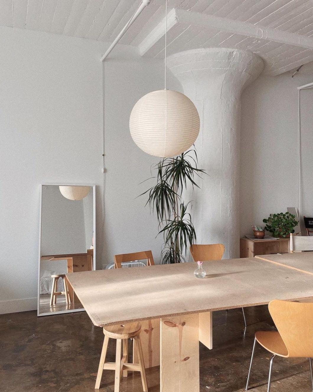 Mid-Century Papier Pendelleuchte | Kugelform