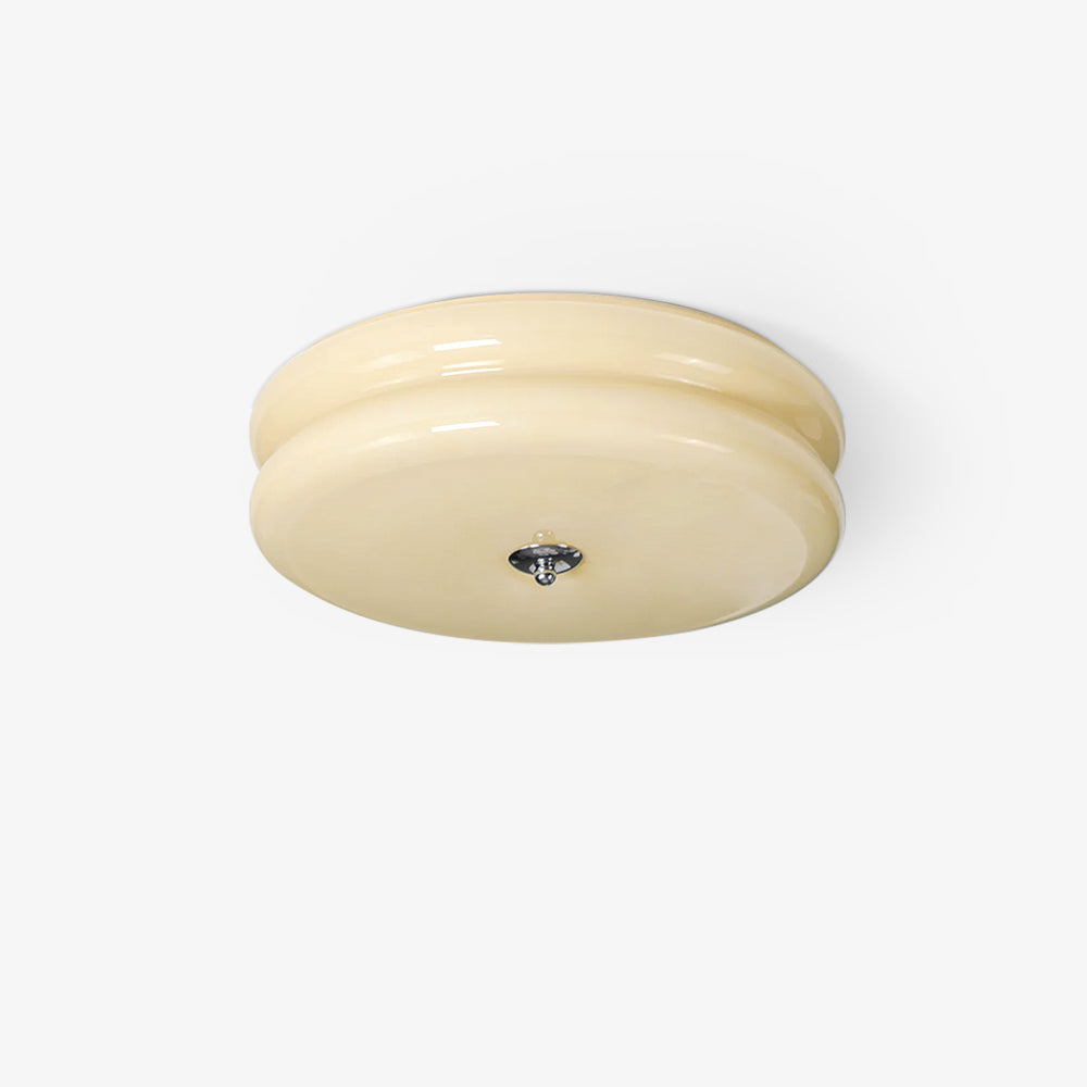 Messing & Creme Glas Deckenleuchte | Halbmontierte Retro Lampe