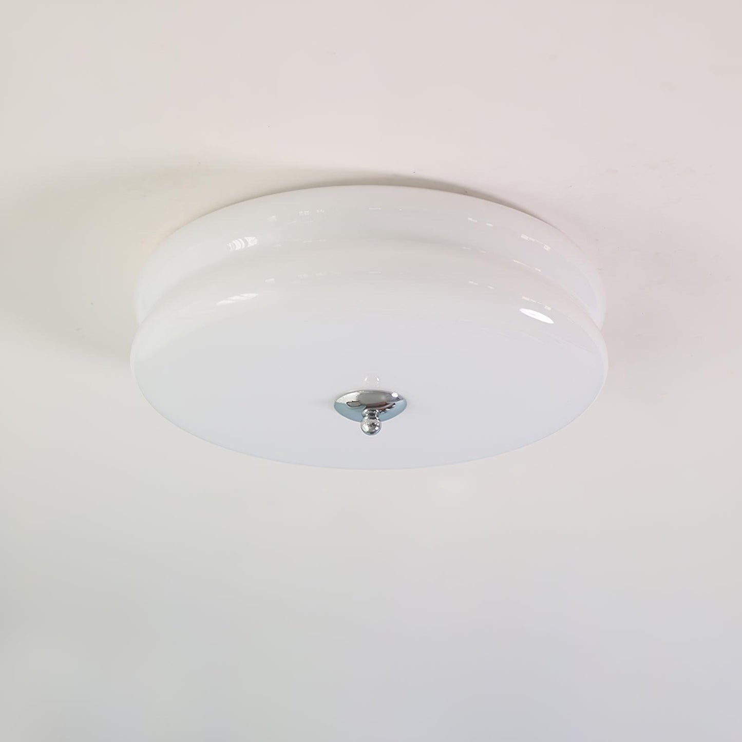 Messing & Creme Glas Deckenleuchte | Halbmontierte Retro Lampe