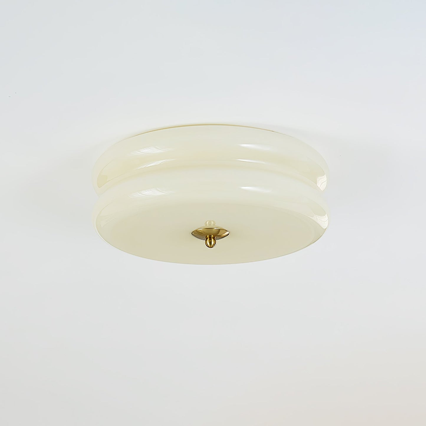 Messing & Creme Glas Deckenleuchte | Halbmontierte Retro Lampe