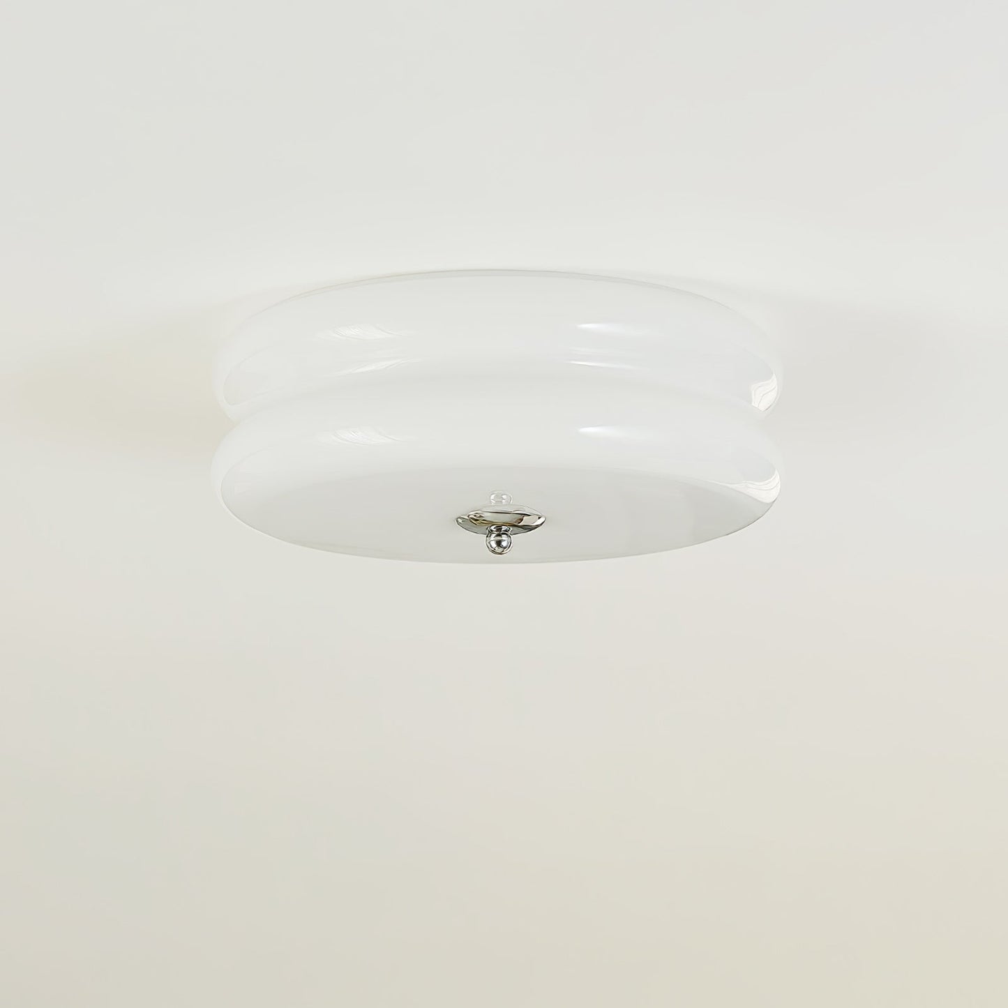 Messing & Creme Glas Deckenleuchte | Halbmontierte Retro Lampe