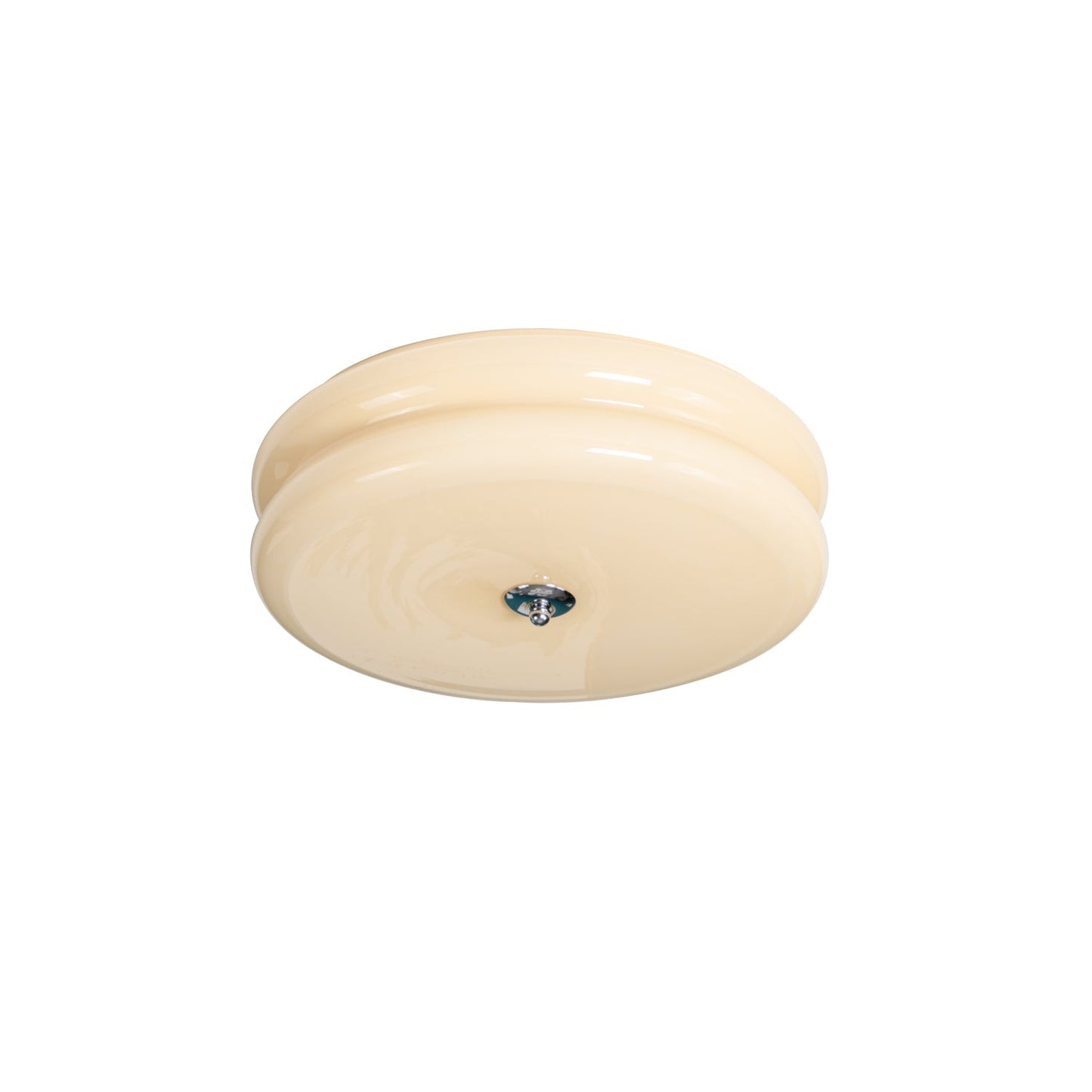 Messing & Creme Glas Deckenleuchte | Halbmontierte Retro Lampe