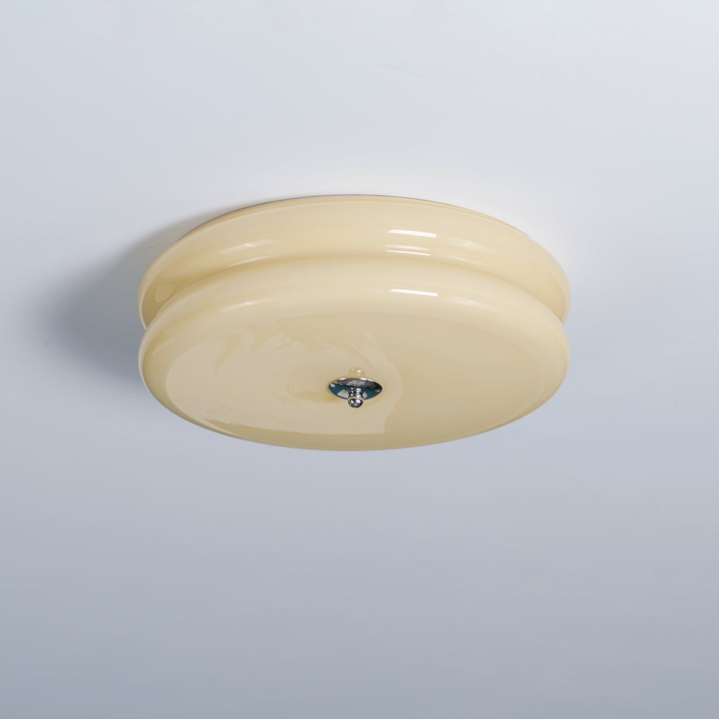Messing & Creme Glas Deckenleuchte | Halbmontierte Retro Lampe