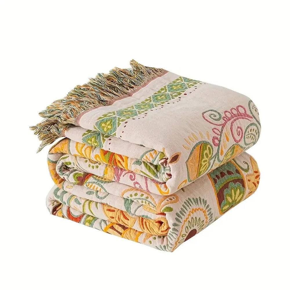 Wendbare Decke mit Blattmuster im Boho-Stil