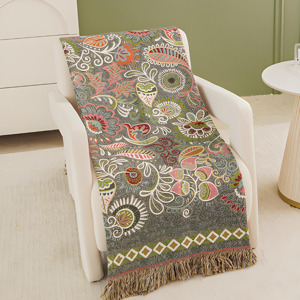 Wendbare Decke mit Blattmuster im Boho-Stil