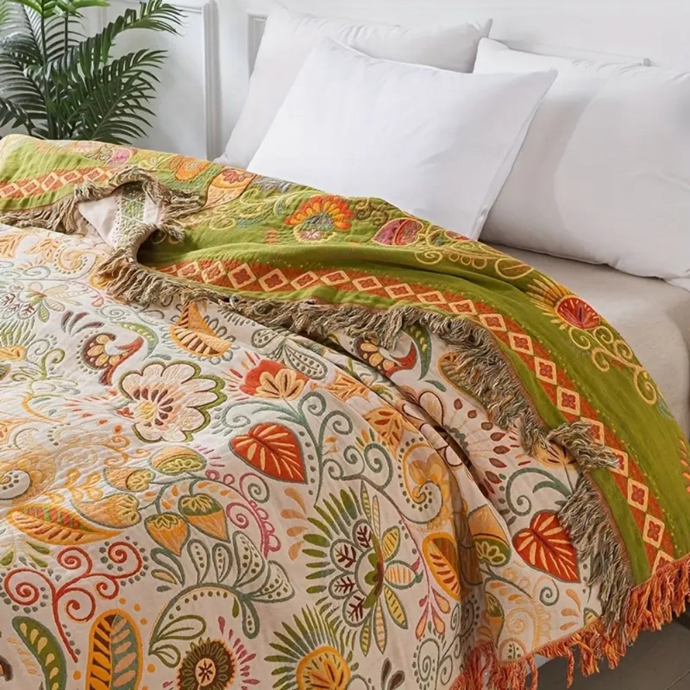 Wendbare Decke mit Blattmuster im Boho-Stil