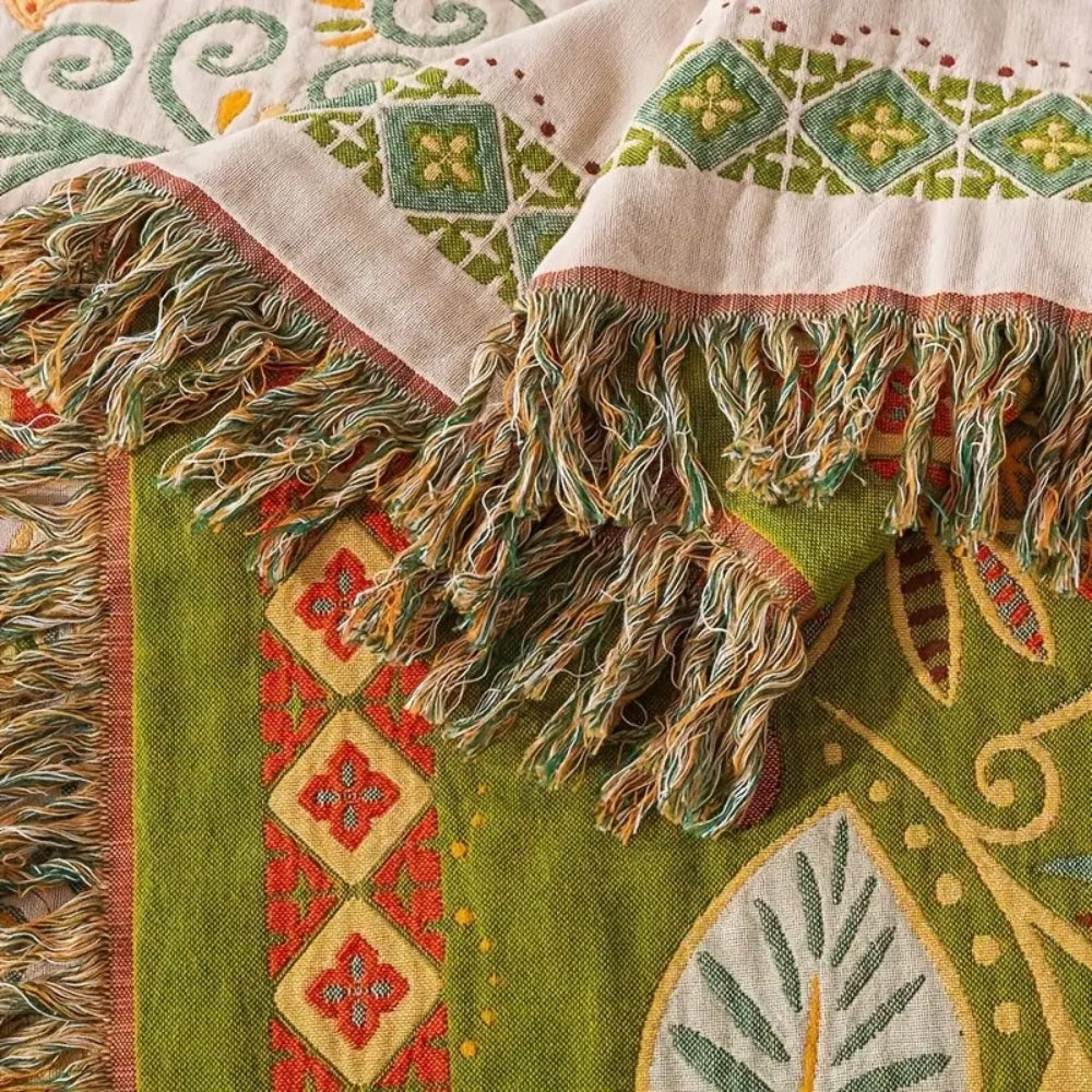 Wendbare Decke mit Blattmuster im Boho-Stil