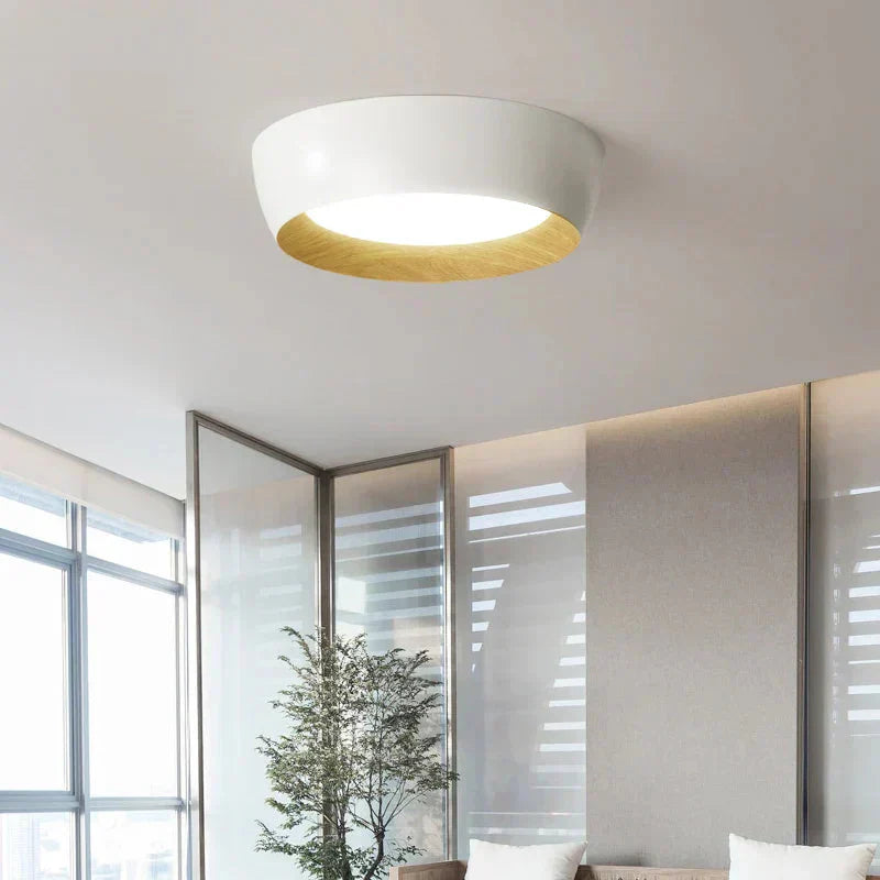 Japanische LED-Deckenlampe – Metall- und Holz-Design