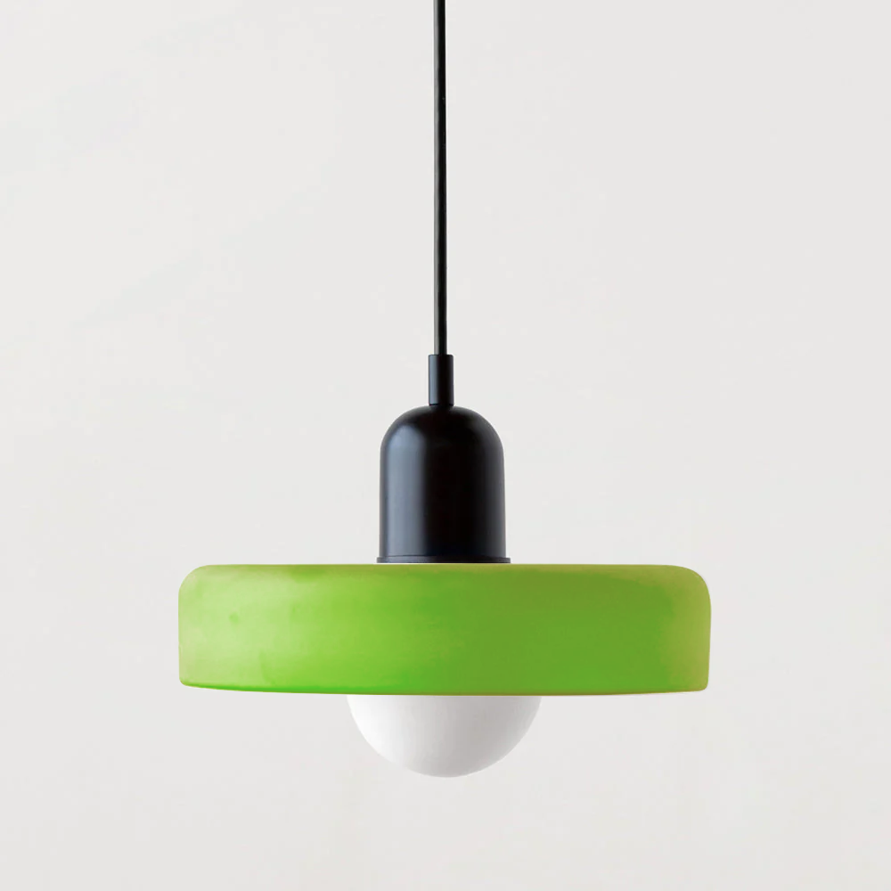 Farbige Bauhaus-Hängelampe aus Glas